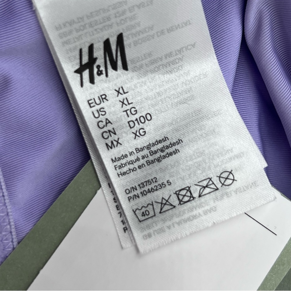 H&M Divided Lavender w/Metallic Shimmer Halter Neck/Drawstring Bikini Size XL/L - Picture 6 of 9